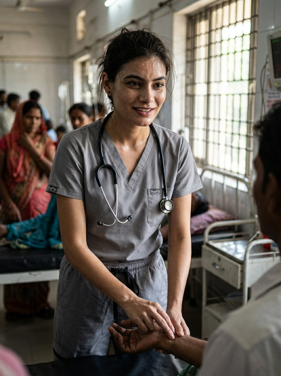 بدلة طبية كلاسيكية ببنطال مستقيم - (رمادي داكن) (نسائية)