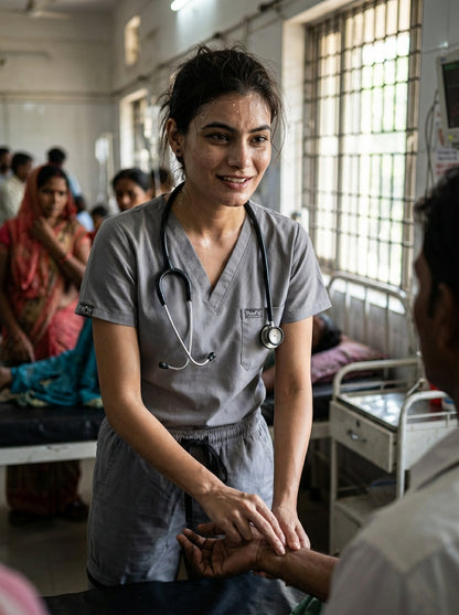 بدلة طبية كلاسيكية ببنطال مستقيم - (رمادي داكن) (نسائية)