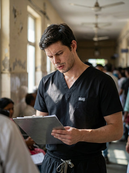 Classic Straight Pant Scrub Suit - (Black) (Men's)