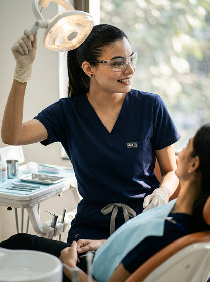 Classic Straight Pant Scrub Suit - (Navy Blue) (Women's)