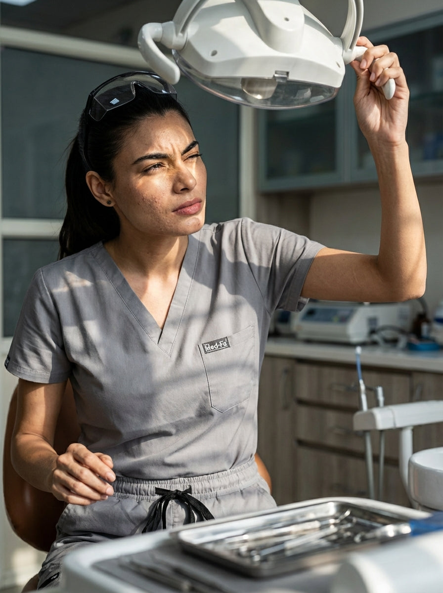 بدلة طبية كلاسيكية ببنطال مستقيم - (رمادي داكن) (نسائية)