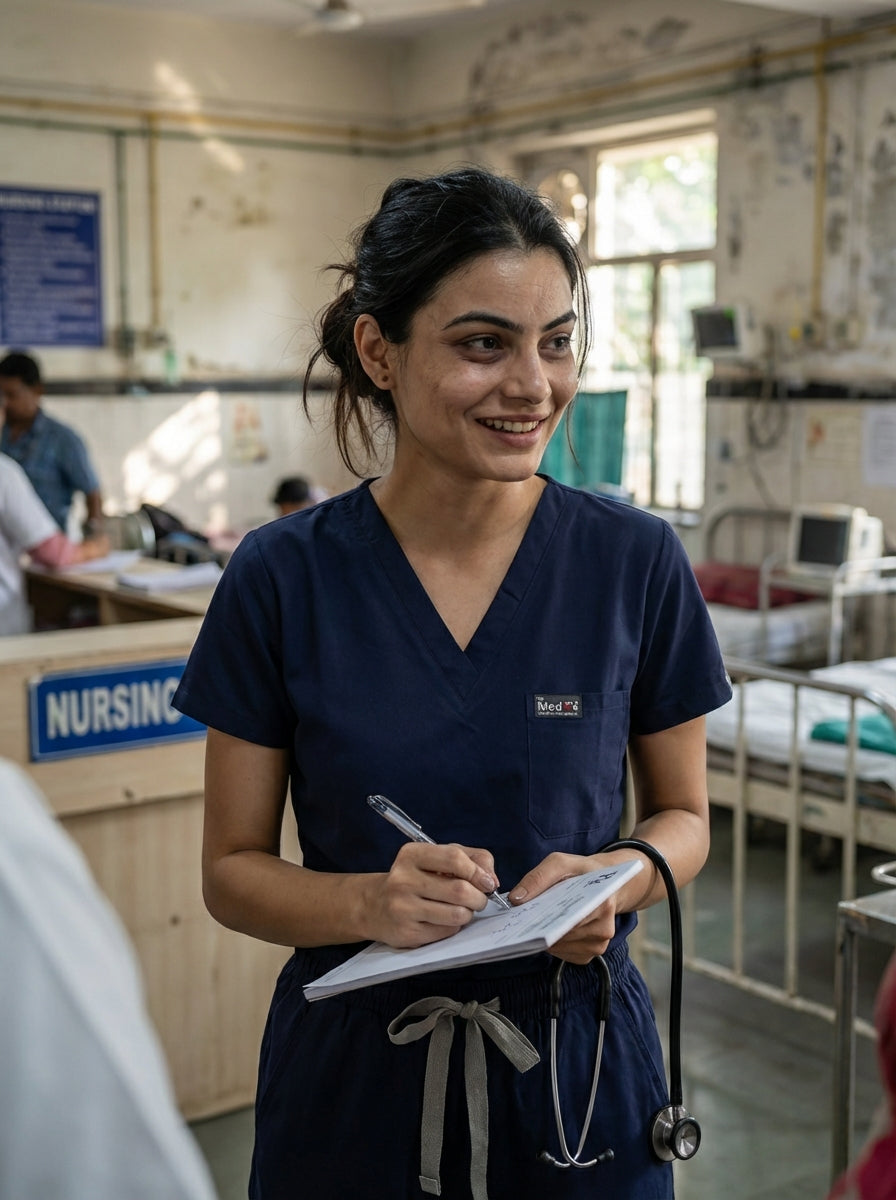 Classic Straight Pant Scrub Suit - (Navy Blue) (Women's)