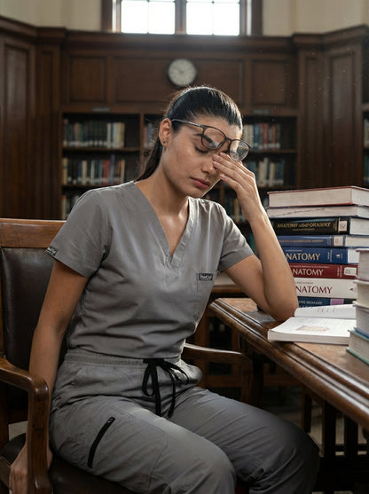 بدلة طبية كلاسيكية ببنطال مستقيم - (رمادي داكن) (نسائية)