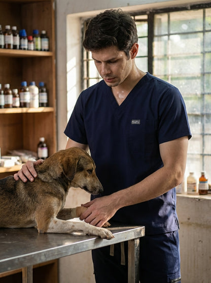 Classic Straight Pant Scrub Suit - (Navy Blue) (Men's)