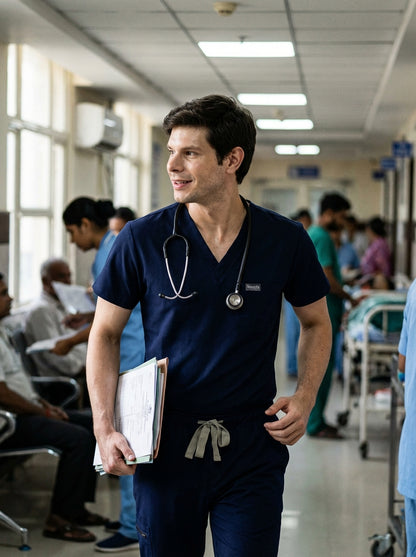 Classic Jogger Pant Scrub Suit - (Navy Blue) (Men's)