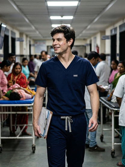 Classic Straight Pant Scrub Suit - (Navy Blue) (Men's)