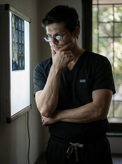 Classic Straight Pant Scrub Suit - (Black) (Men's)