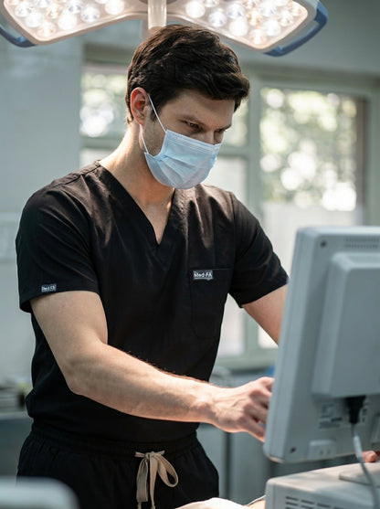 Classic Straight Pant Scrub Suit - (Black) (Men's)